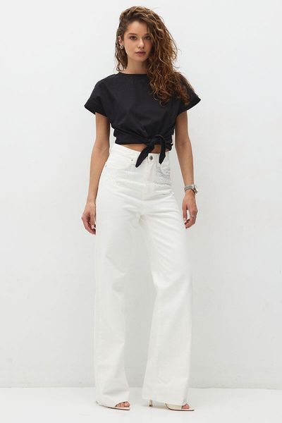 White Crystal Jeans, White, XS