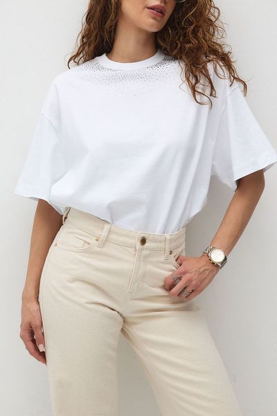 White Crystal T-shirt, White, ONE SIZE