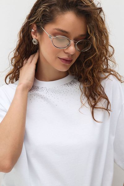 White Crystal T-shirt, White, ONE SIZE
