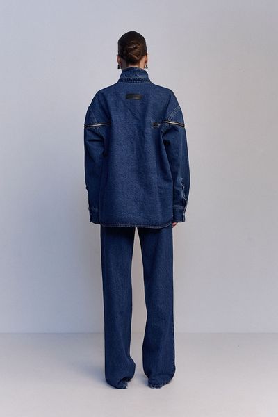 Blue Zip Shirt, Navy blue, Usize (XS-L)