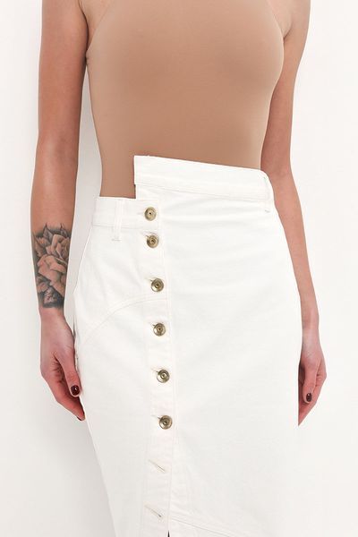 Asymmetric midi skirt, White, XS