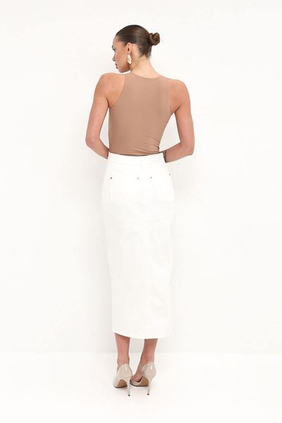 Asymmetric midi skirt, White, XS