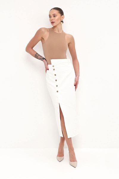 Asymmetric midi skirt, White, S