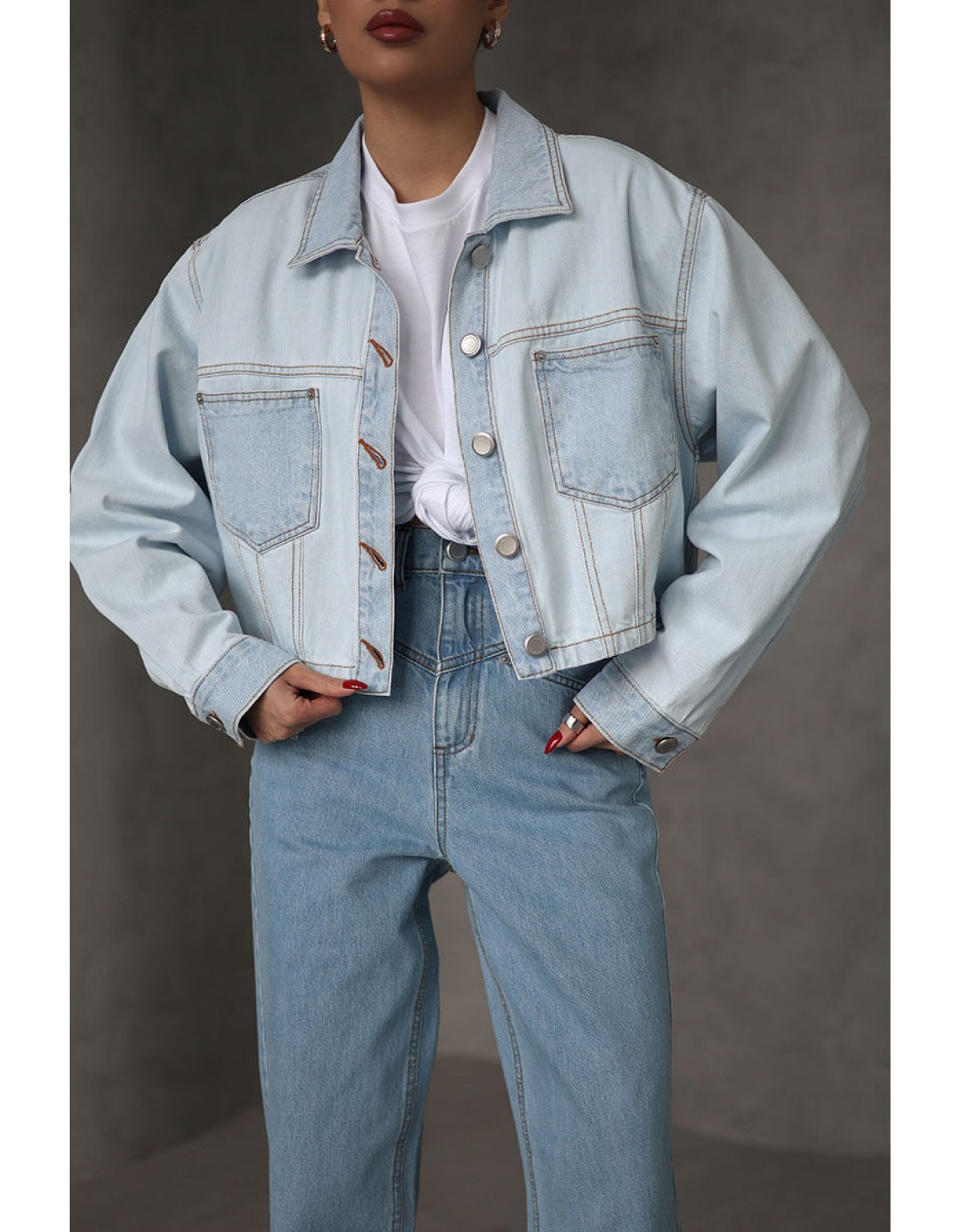 Куртка Crop світло-блакитна