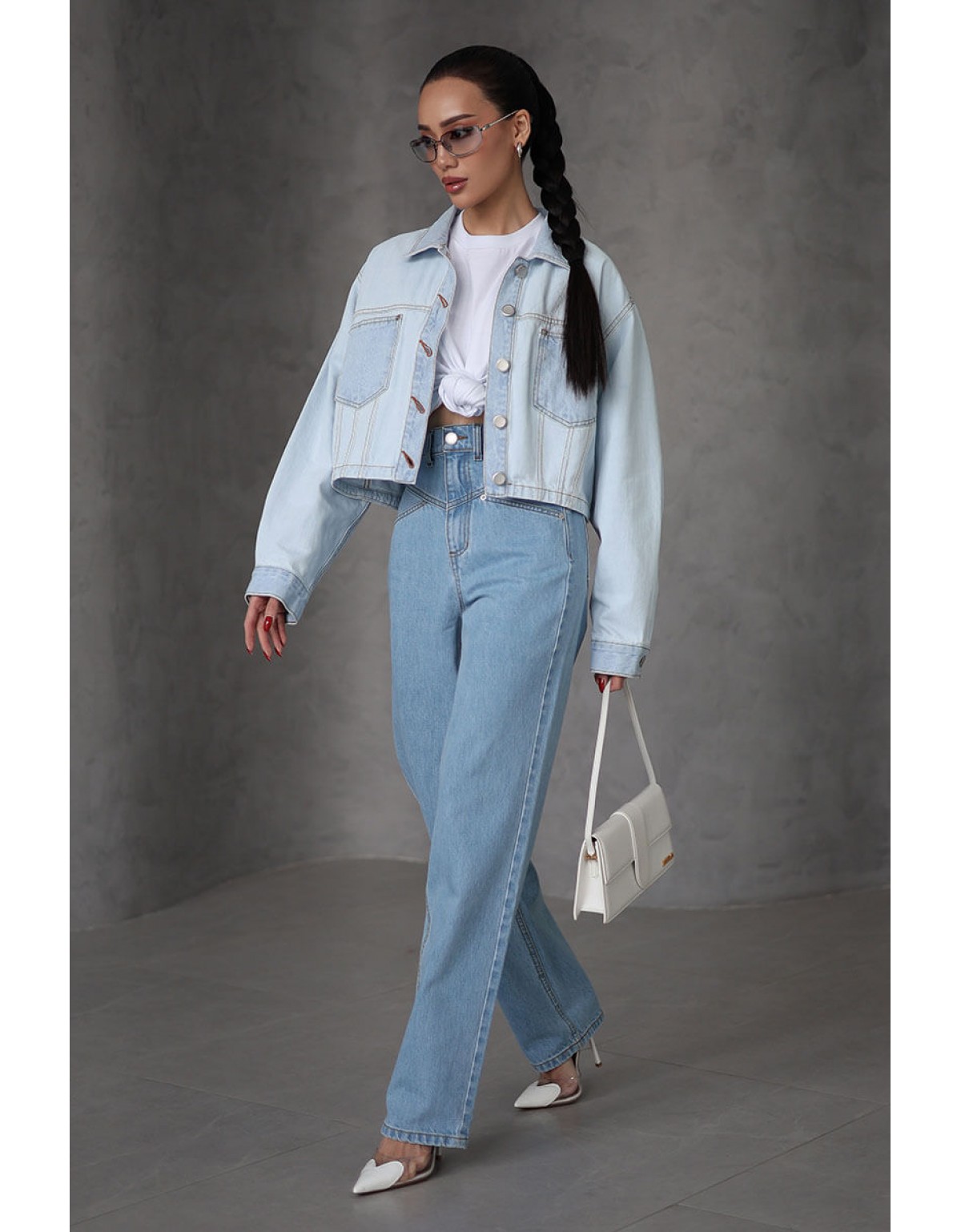 Куртка Crop світло-блакитна