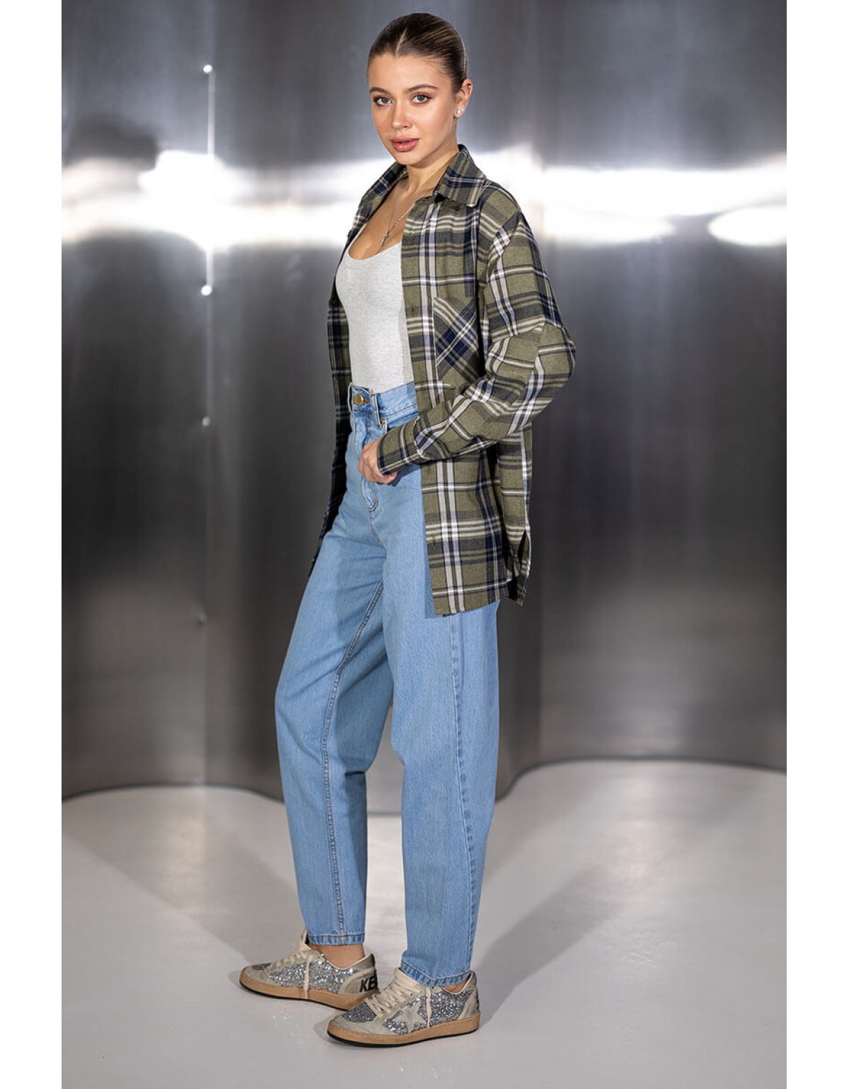 Сорочка в клітинку хакі