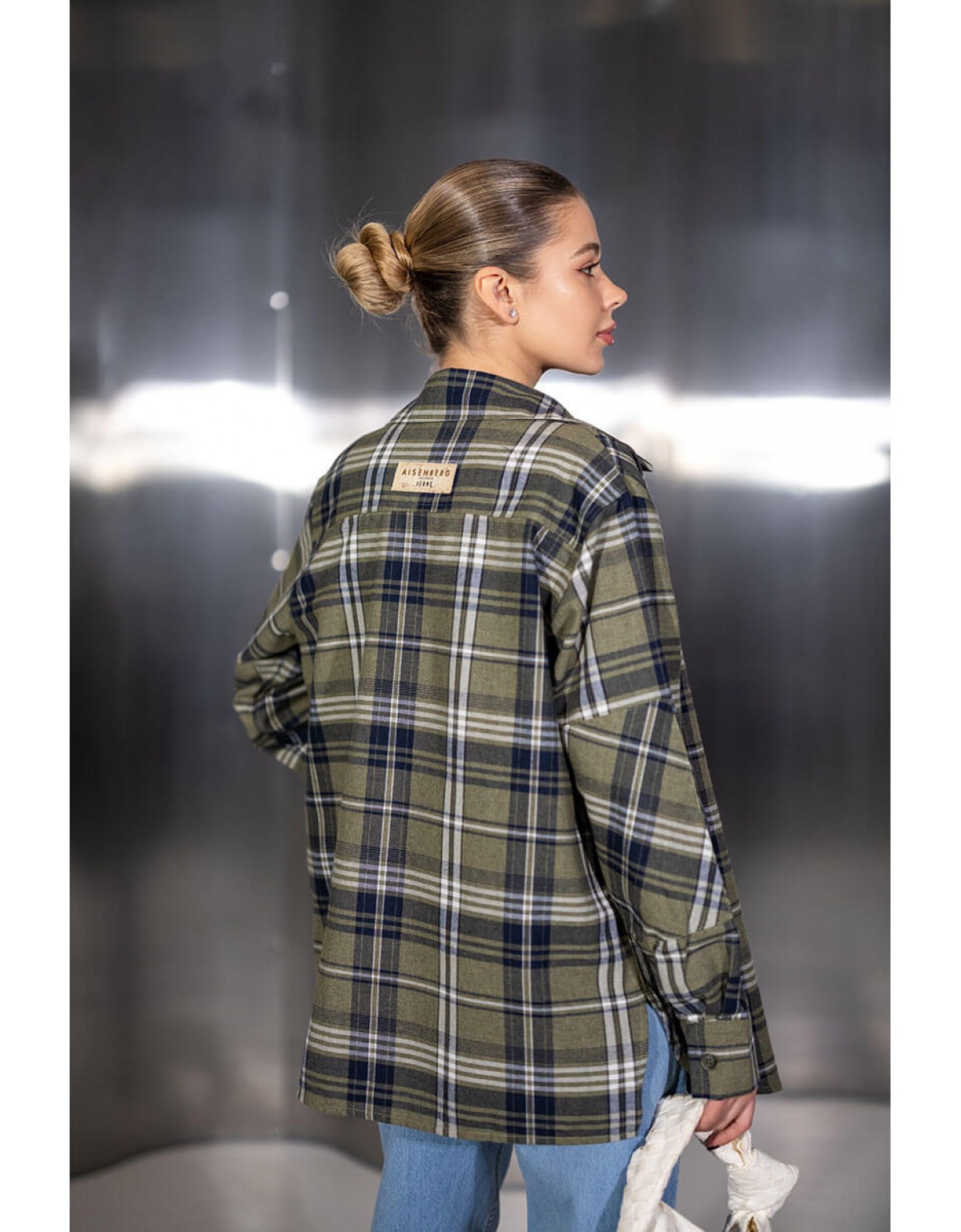 Сорочка в клітинку хакі